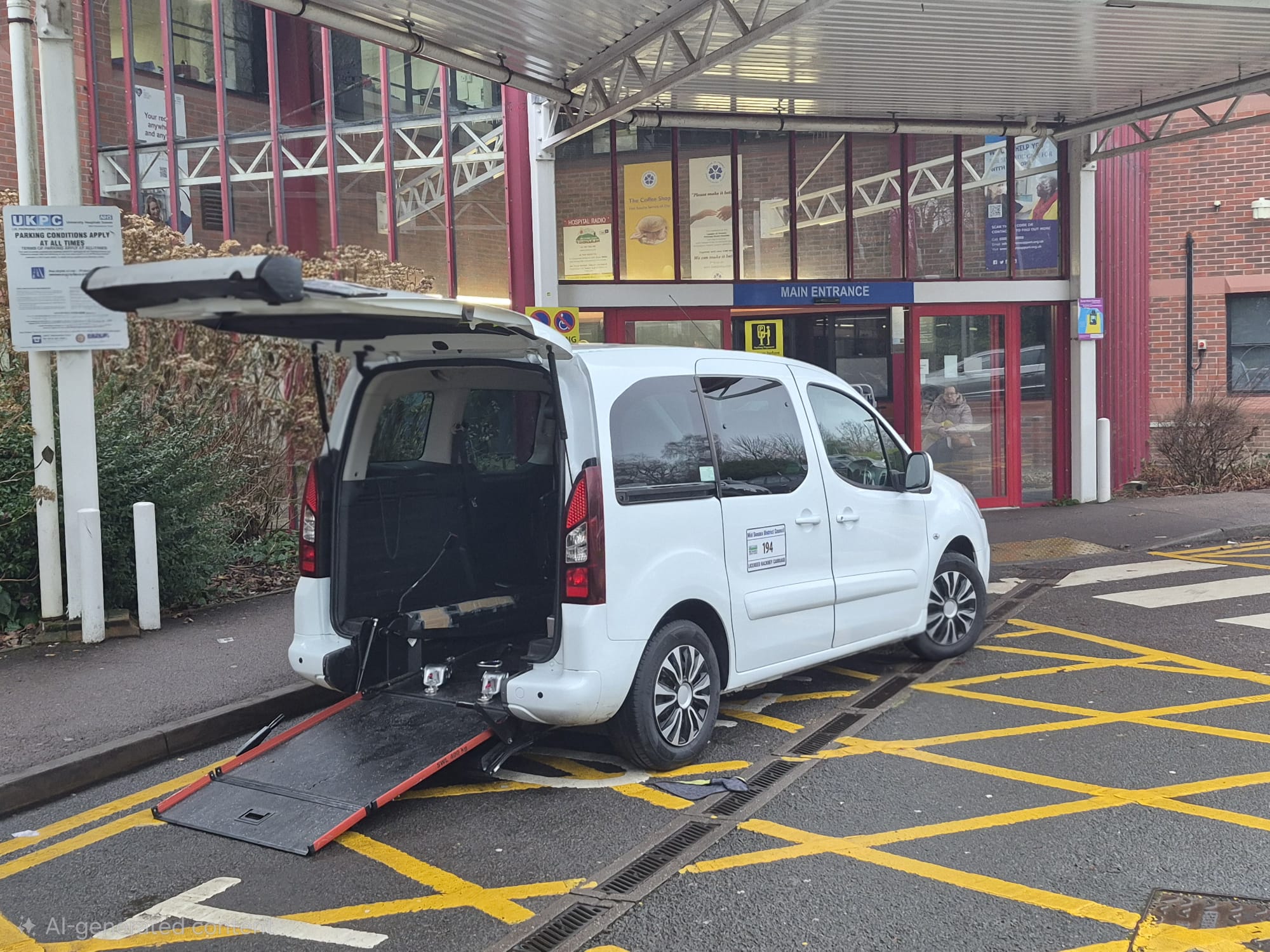 Wheelchair accessible taxi at Princess Royal Hospital